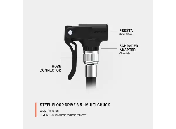 Lezyne Steel Floor Drive 3.5 Presta dílenská pumpa
