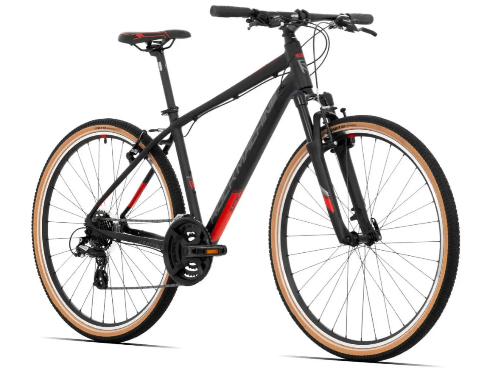 Rock Machine CrossRide 100 mat black/dark grey/brick red trekingové kolo