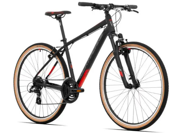 Rock Machine CrossRide 100 mat black/dark grey/brick red trekingové kolo