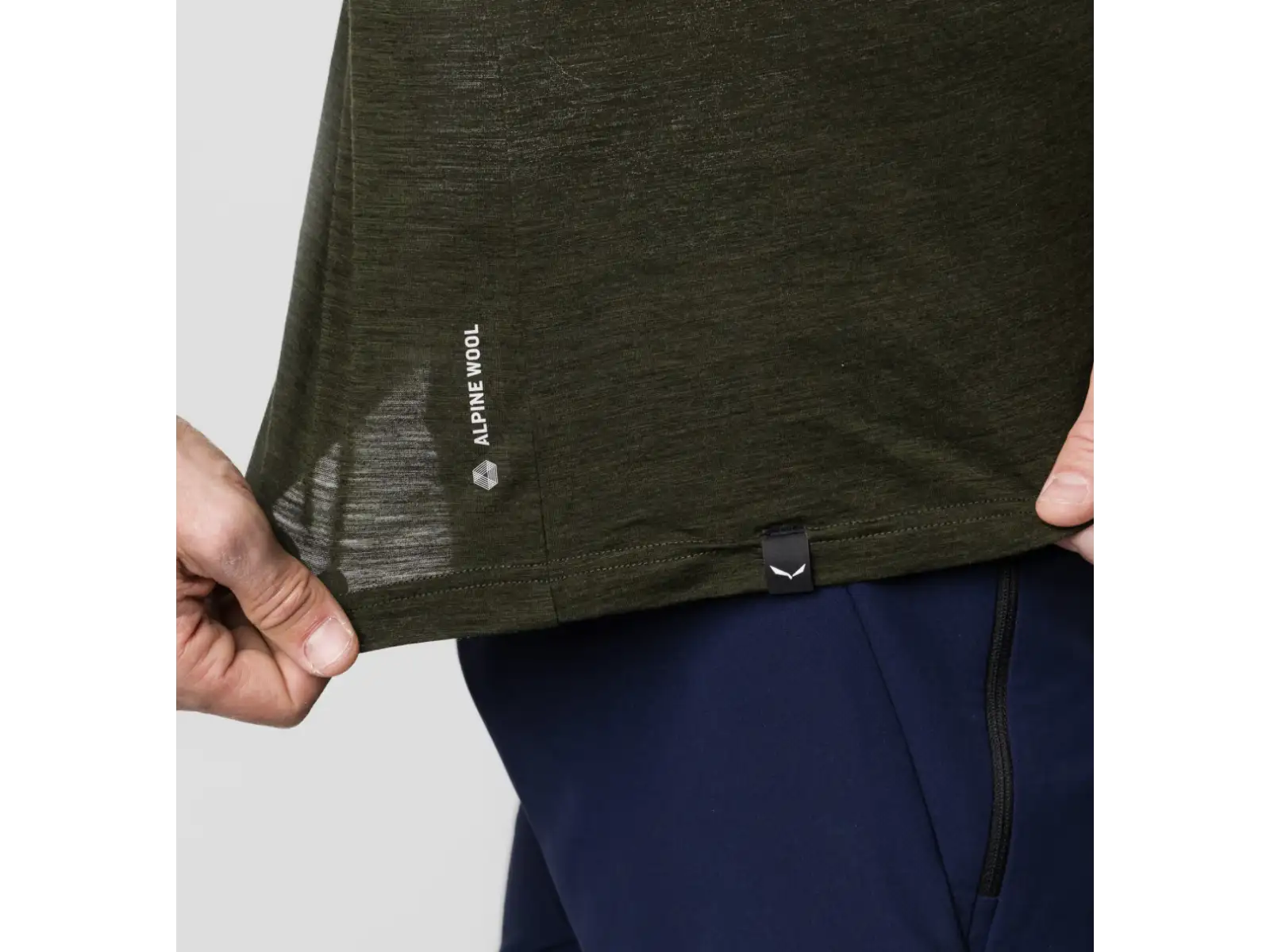 Salewa Eagle Minilogo Alpine Merino pánské triko krátký rukáv Olive Green