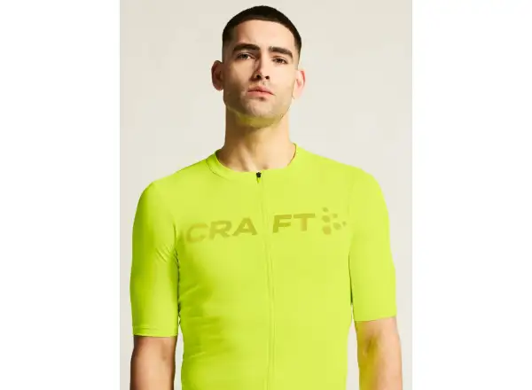 Craft Endur Logo pánský dres krátký rukáv žlutá