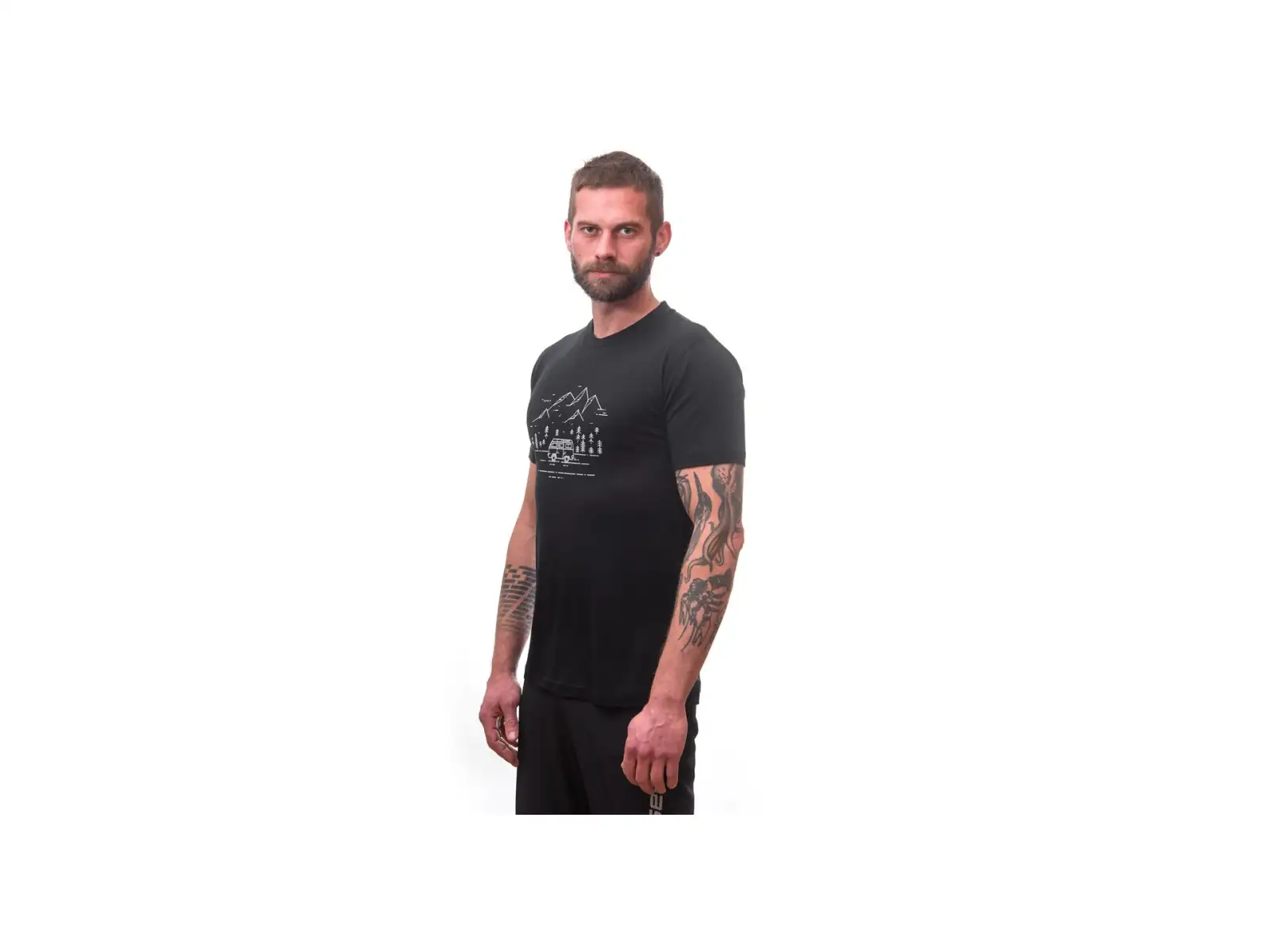 Sensor Merino Active PT Van Life pánské triko krátký rukáv černá