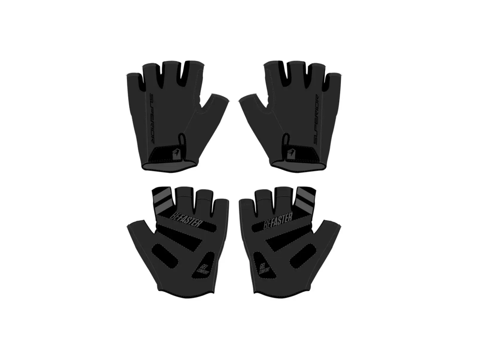 Superior RACE Gloves SF krátkoprsté cyklistické rukavice černá