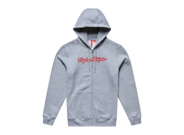 Troy Lee Designs Signature pánská mikina se zipem Gray heather/Red