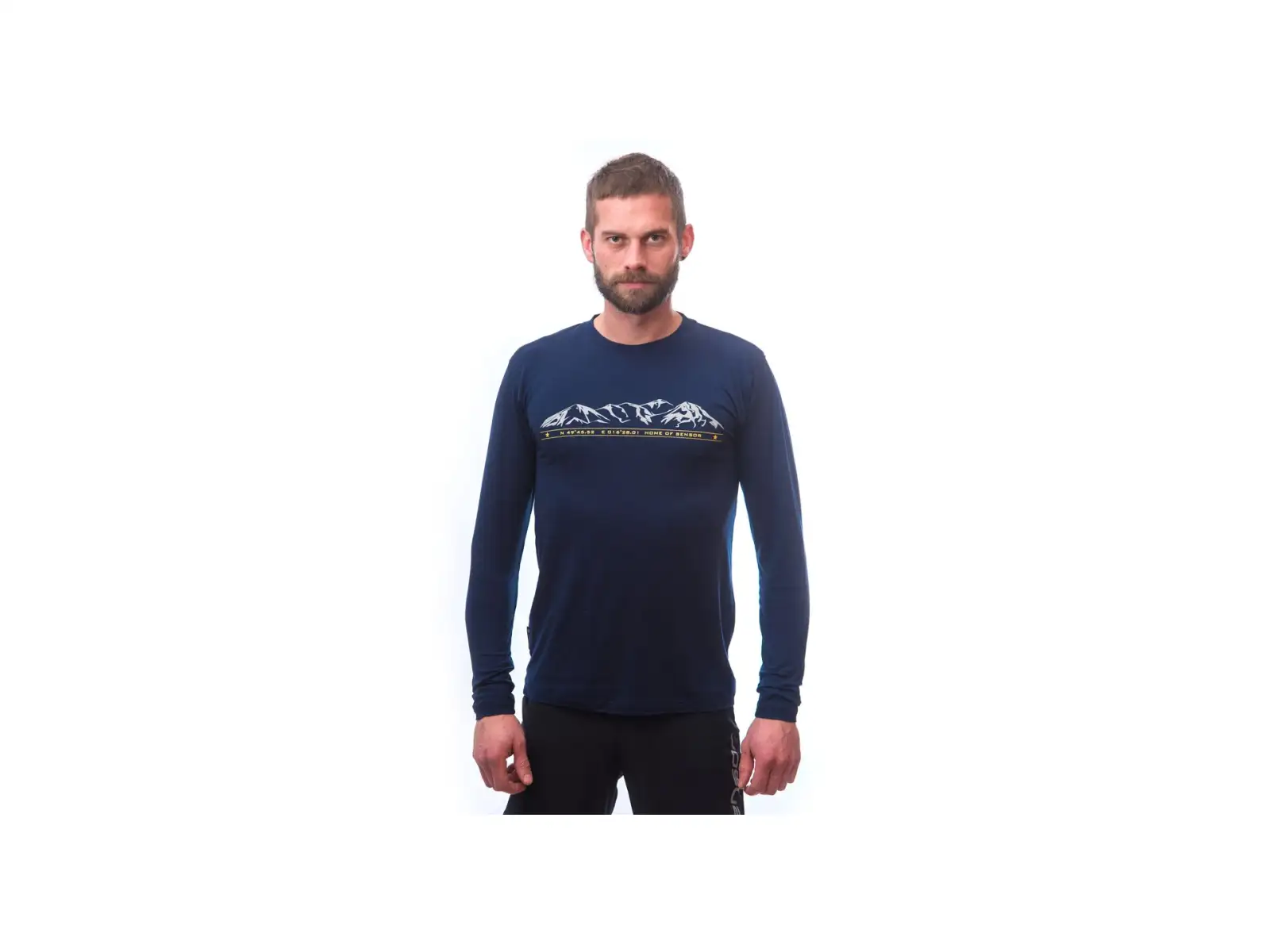 Sensor Merino Active PT Mountains pánské triko dlouhý rukáv Deep Blue