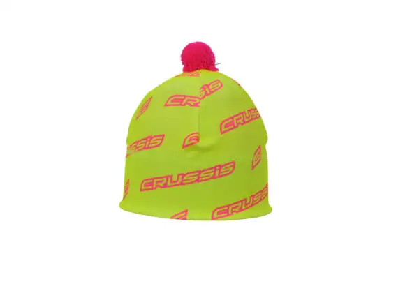 Crussis Logo čepice s bambulí žlutá fluo/růžová fluo vel. Uni