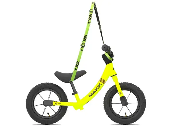 MAXÍK Evo Lite dětské odrážedlo fluo žlutá/fialová + popruh YAK