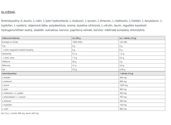 Sponser EAA Instant 300 g Aminokyseliny v prášku Green Apple