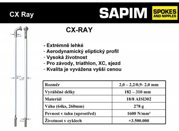 Sapim CX Ray drát stříbrný