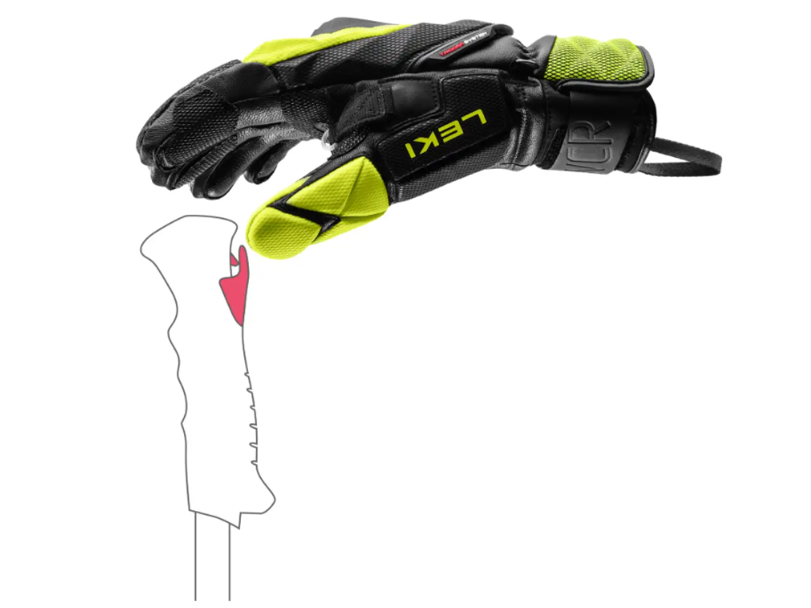 Leki WCR Venom SL 3D závodní rukavice Black-Ice Lemon
