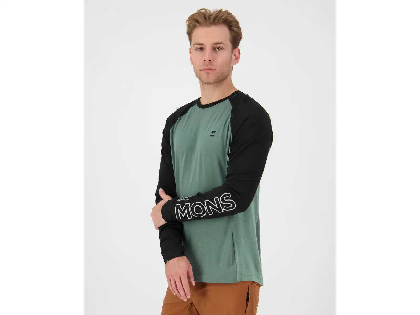 Mons Royale Tarn Merino pánské triko dlouhý rukáv Cypress / Black / Thyme