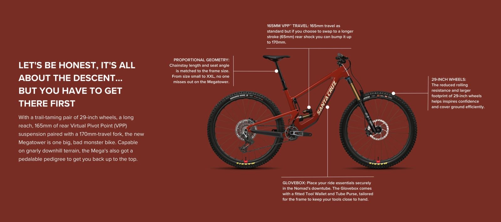 VTT Santa Cruz MegaTower 2 C 29 GX AXS – Carbone, Marron – Modèle 2023 – Neuf