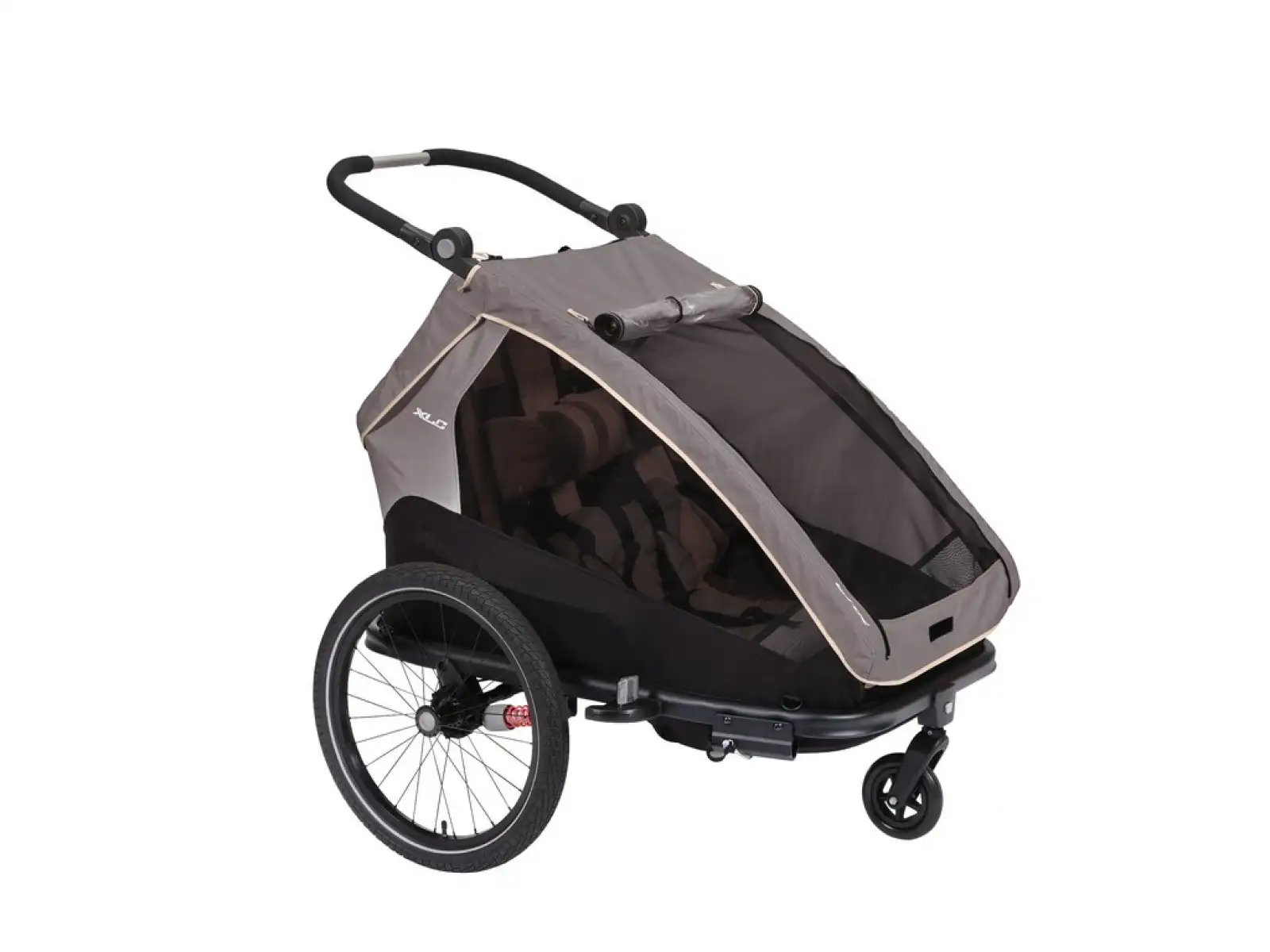 XLC DUOs BS-C10 dětský dvoumístný závěsný vozík 20" šedá/béžová/antracit