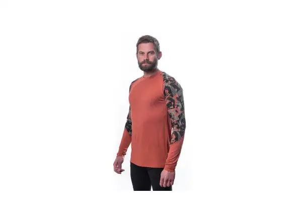 Sensor Merino Impress pánské triko dlouhý rukáv Terracotta/Rush