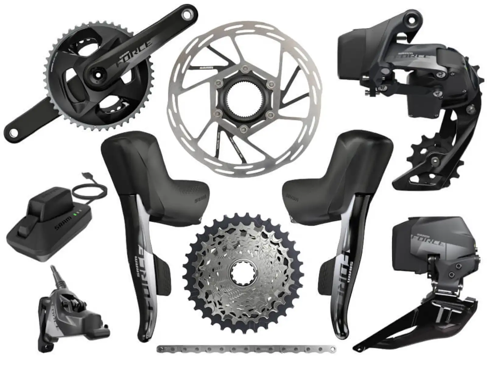 Sram Force eTap AXS Disc 2x12sp. silniční sada kliky DUB Wide 175 mm 43/30, kazeta 10-36z.