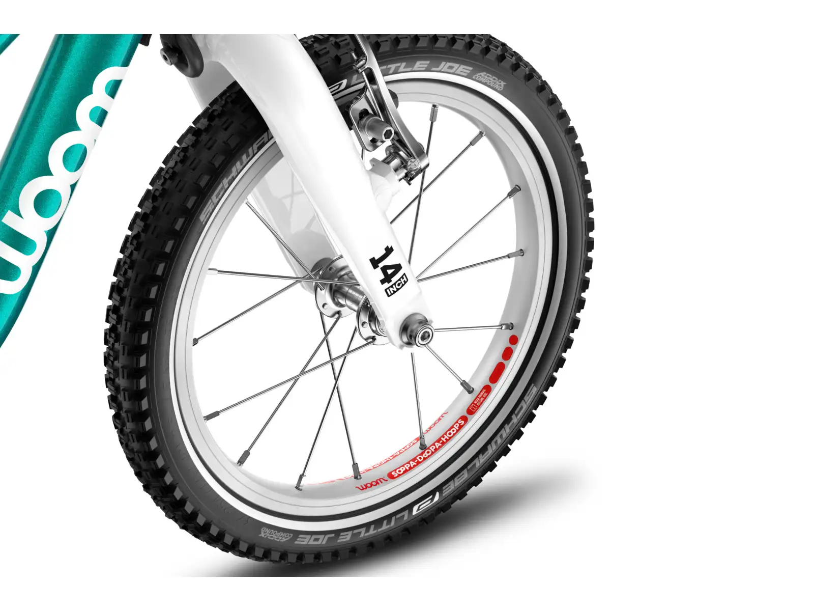 Woom GO 1 Plus Metallic Turquoise 14 dětské odrážedlo