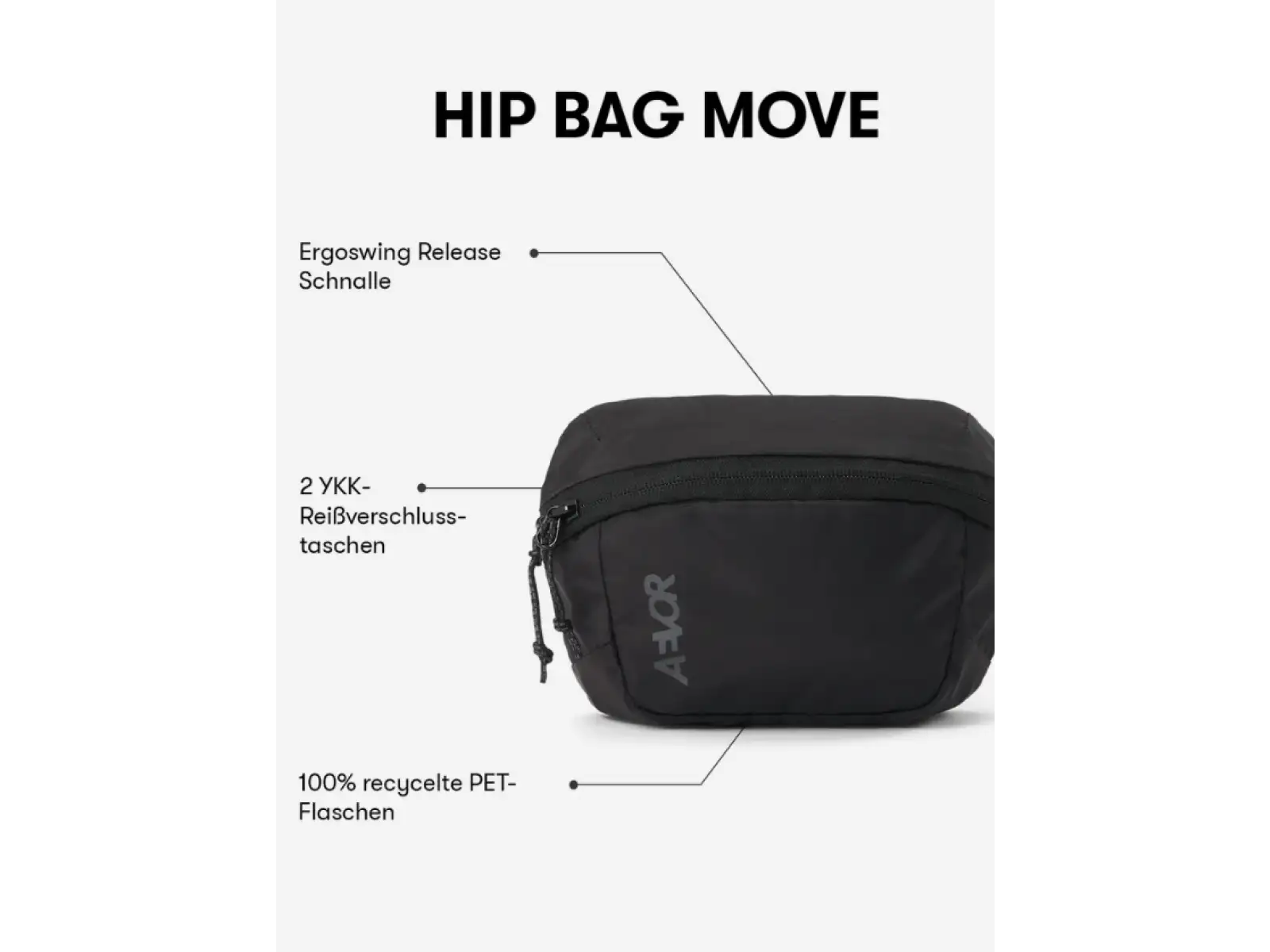 Aevor Hip Bag Move 1,5L taštička přes rameno/ledvinka Black