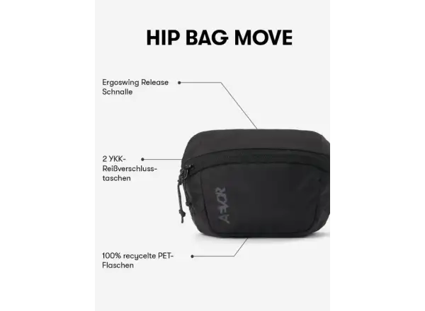 Aevor Hip Bag Move 1,5L taštička přes rameno/ledvinka Black