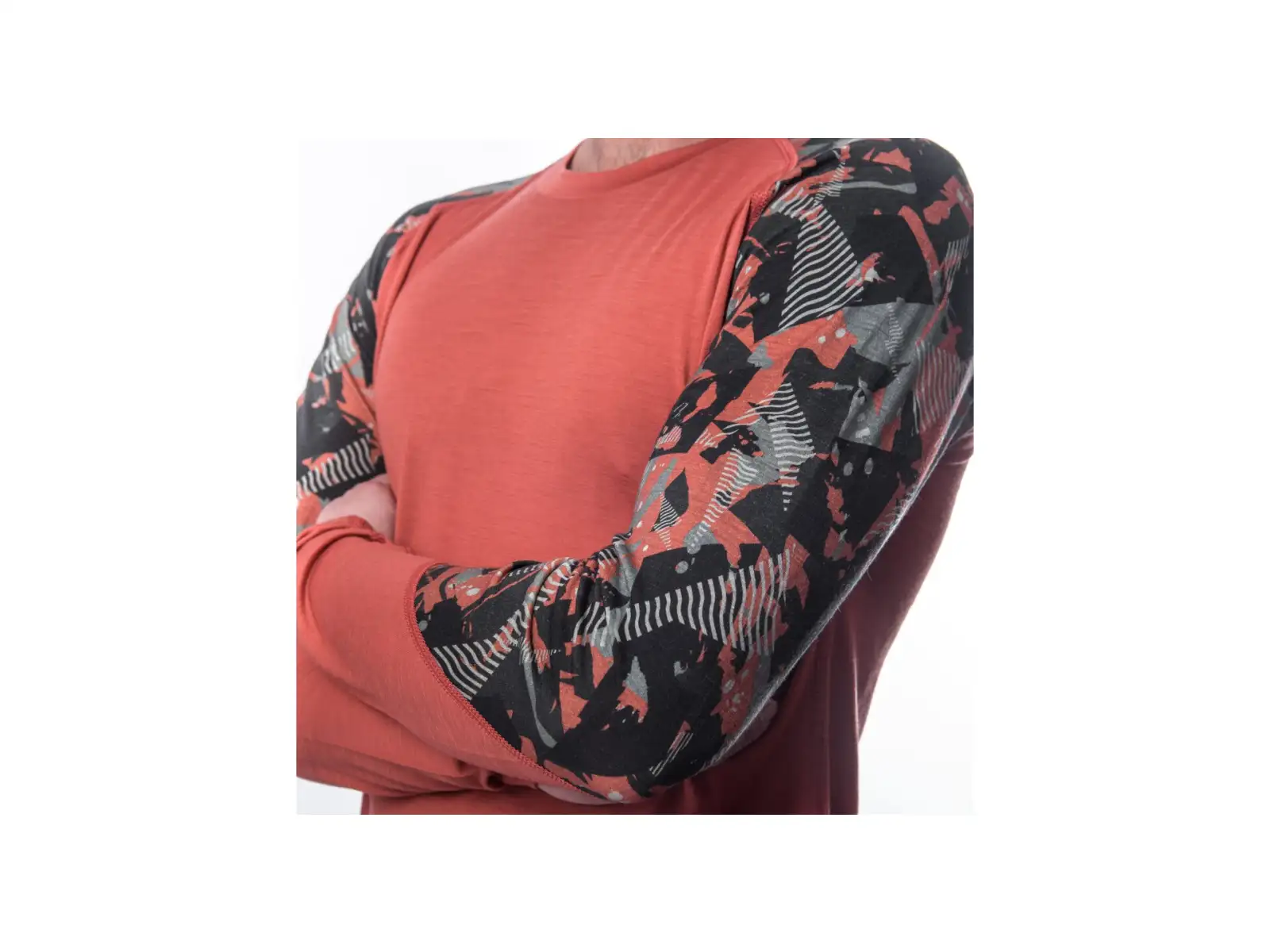 Sensor Merino Impress pánské triko dlouhý rukáv Terracotta/Rush