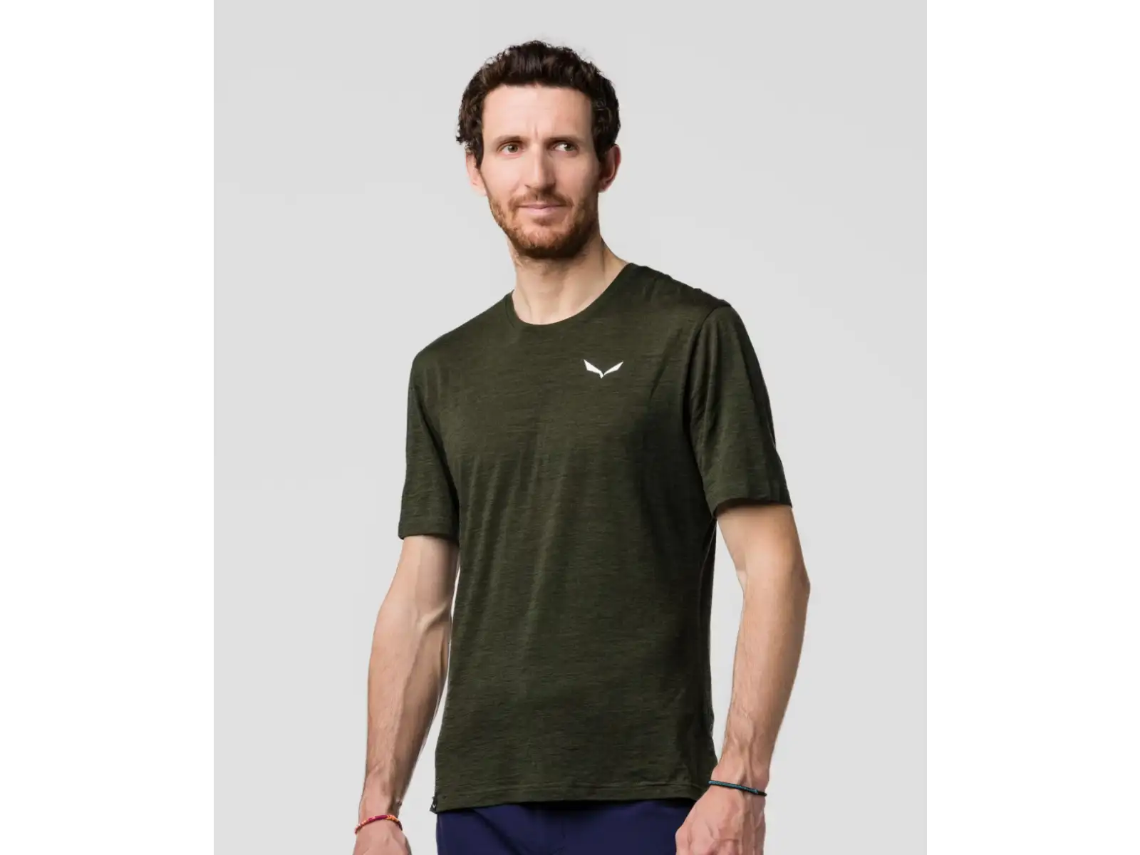 Salewa Eagle Minilogo Alpine Merino pánské triko krátký rukáv Olive Green
