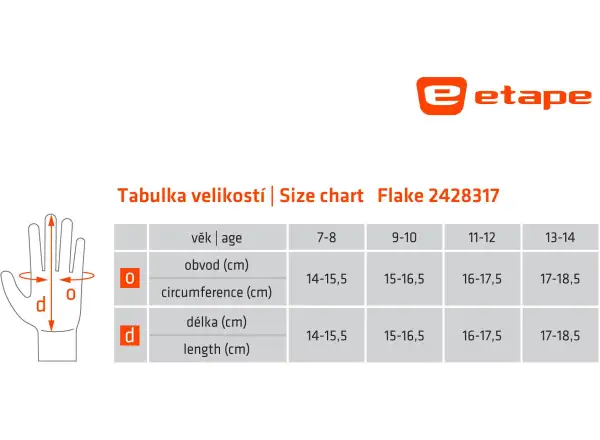 Etape Flake dětské rukavice černá/Reflex