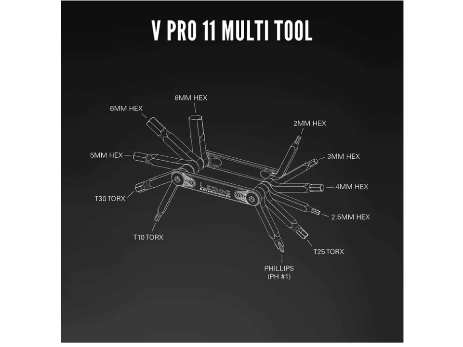 Lezyne V Pro multiklíč 11 funkcí černá