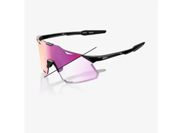 100% Hypercraft brýle Gloss Black/Photochromic Purple Mirror