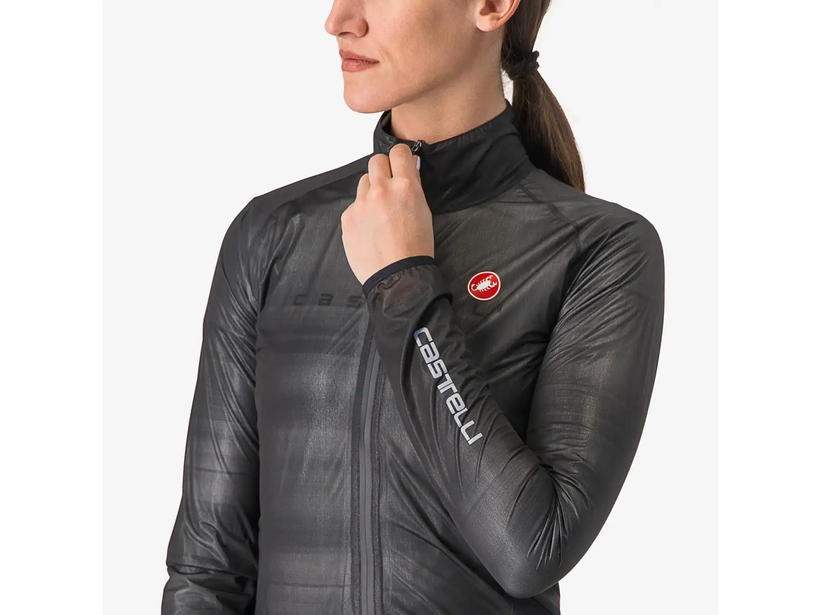 Castelli Squall Shell dámská bunda Light Black/Silver Gray