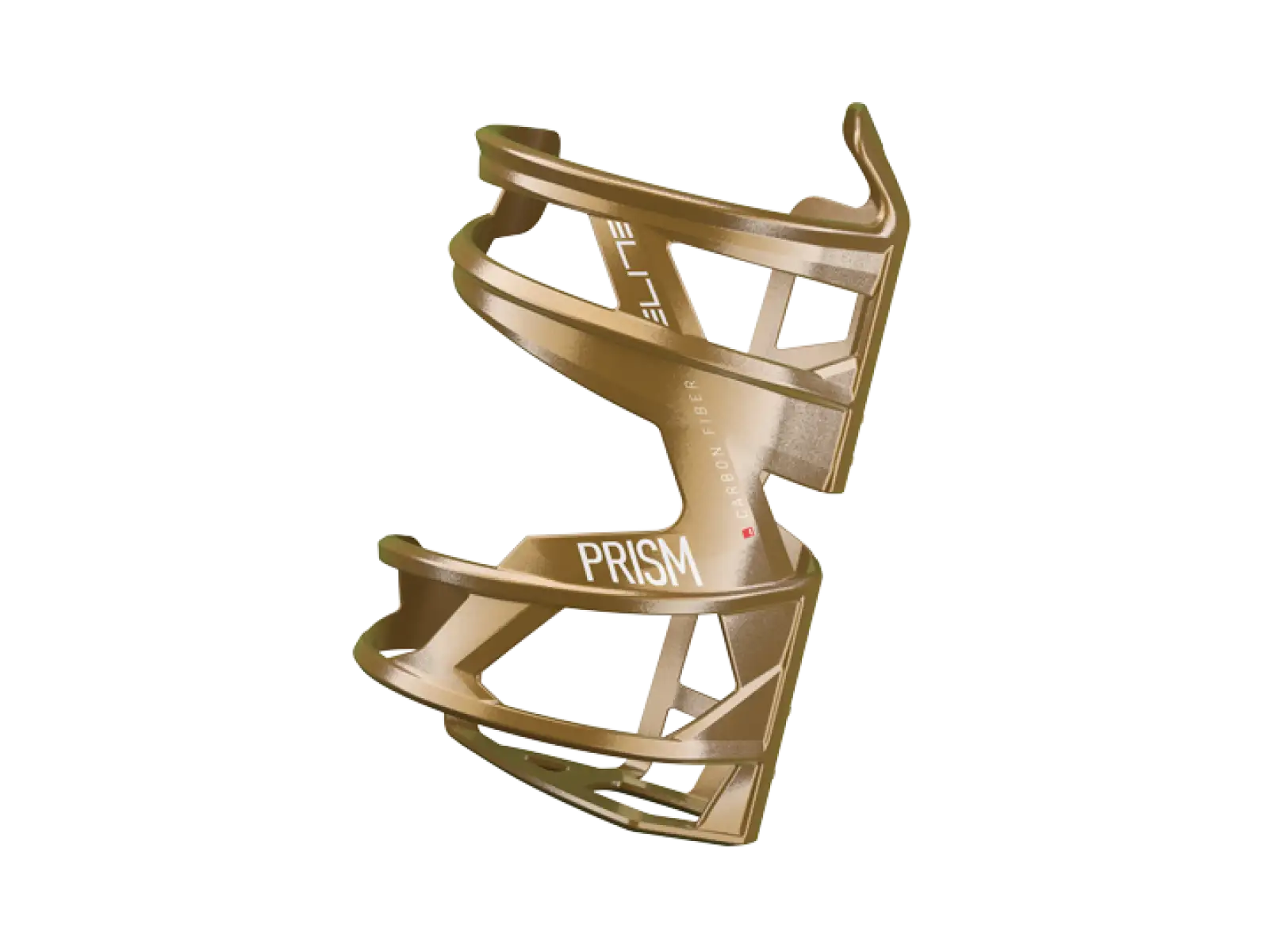 Elite Prism Left Carbon košík na láhev levý Gold Metal/White Graphic