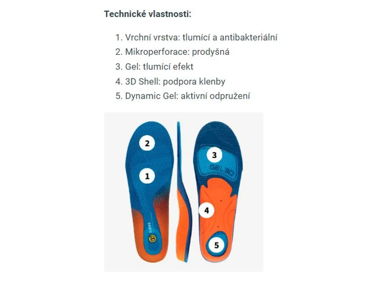Sidas Cushioning Gel 3D vložky do bot 1 pár