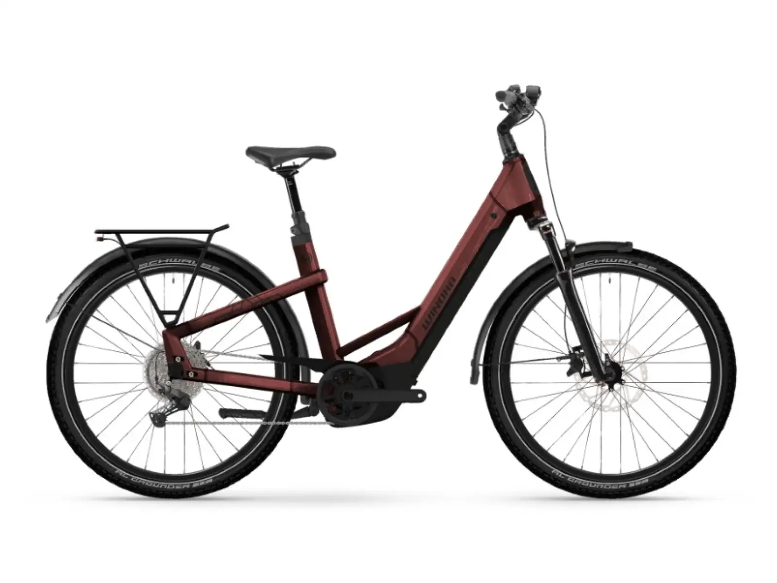 Winora Yakun X10 800Wh nízkonástupové elektrokolo warm red gloss