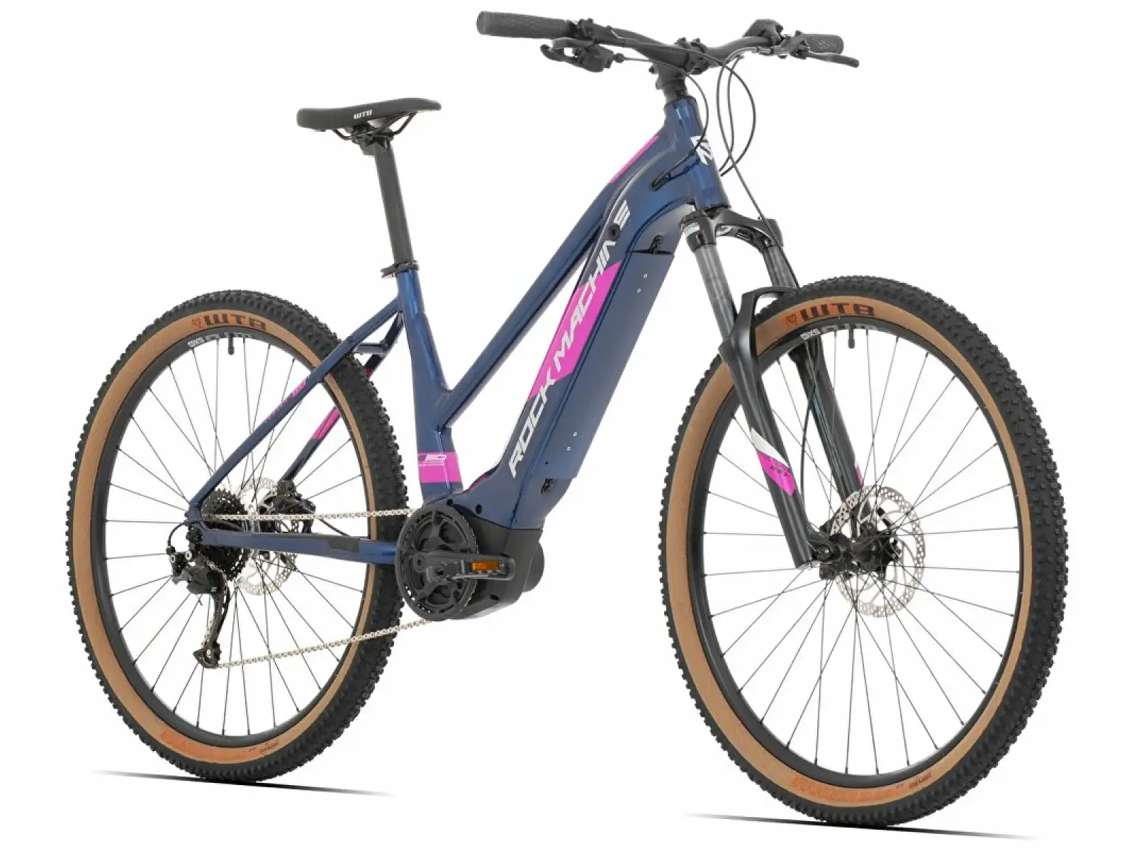 Rock Machine Torrent INT e50-29 Gloss Blue/Silver/Pink nízkonástupové horské elektrokolo