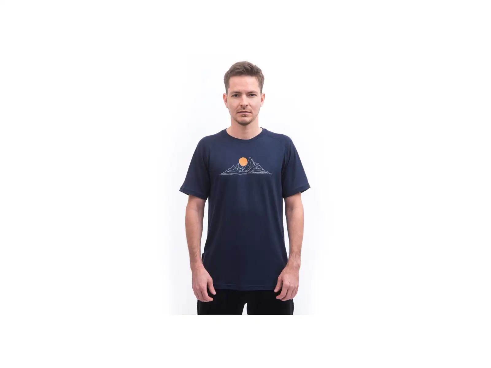 Sensor Merino Blend Moon pánské triko krátký rukáv Deep Blue