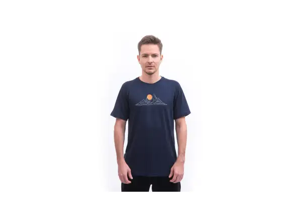 Sensor Merino Blend Moon pánské triko krátký rukáv Deep Blue