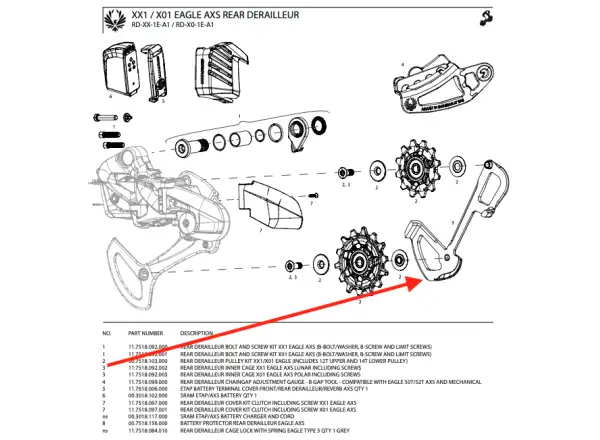 Sram Inner Cage XX1 Eagle AXS vnitřní vodítko přehazovačky lunar