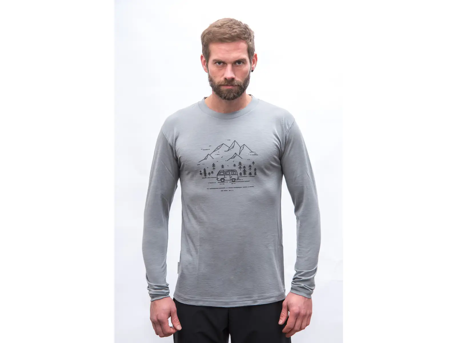 Sensor Merino Active Van Life pánské triko dl.rukáv šedá