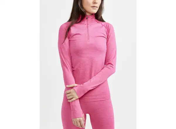 Craft CORE Dry Active Comfort Zip dámské triko dlouhý rukáv růžová
