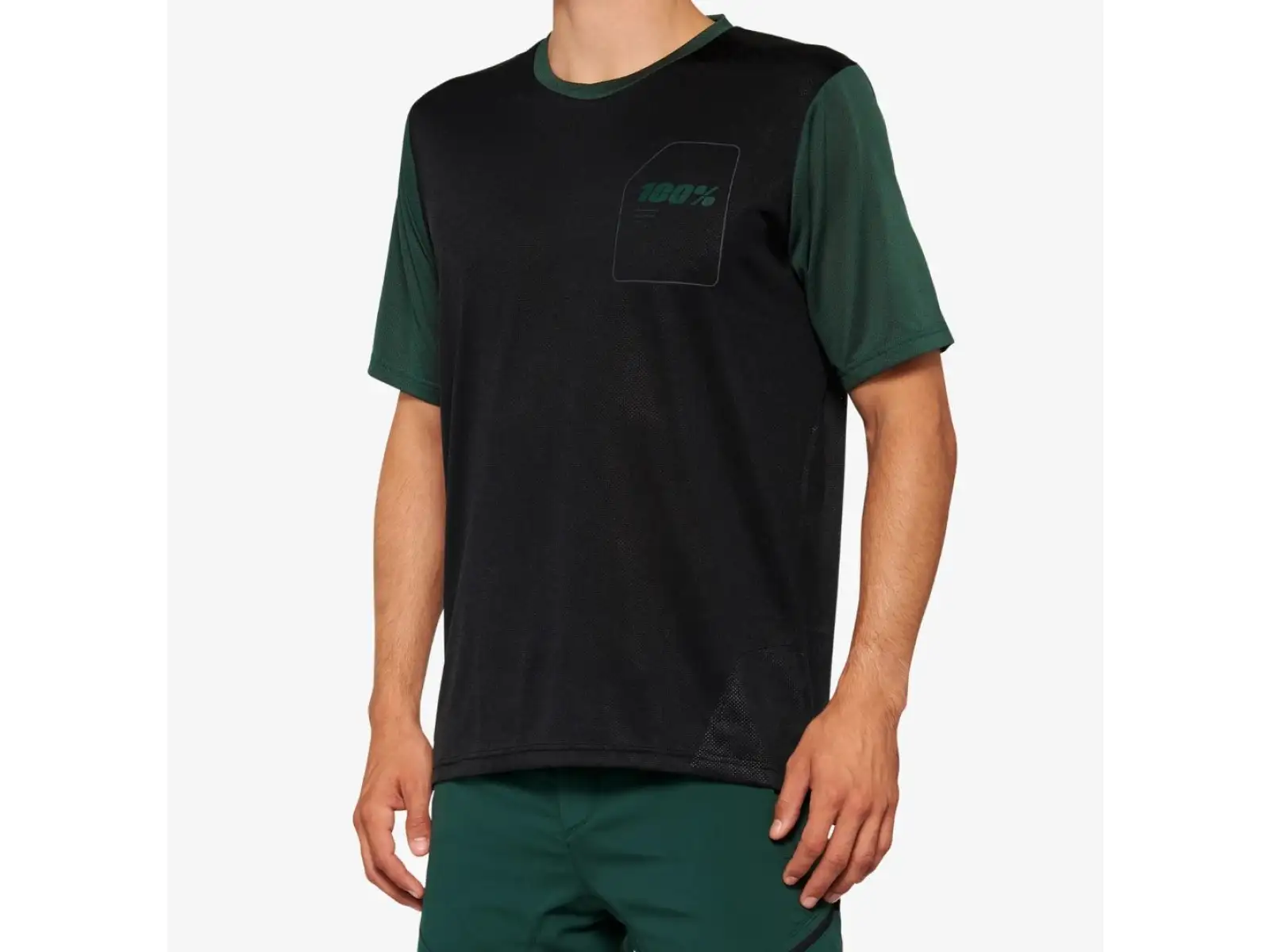 100% Ridecamp pánský dres krátký rukáv Black/Forest Green