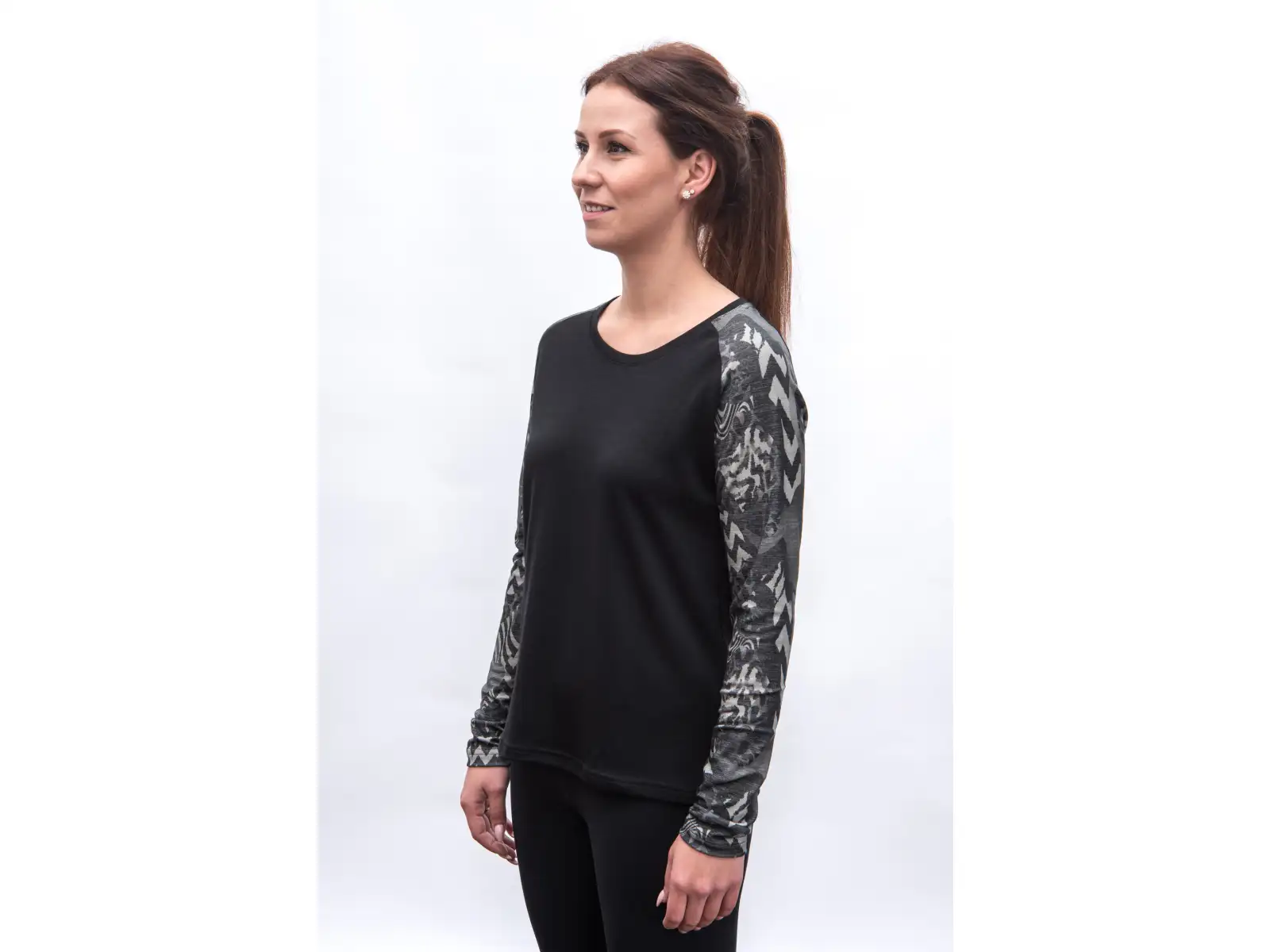 Sensor Merino Blend Impress dámské triko dlouhý rukáv černá/zebra