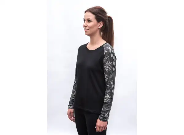 Sensor Merino Blend Impress dámské triko dlouhý rukáv černá/zebra