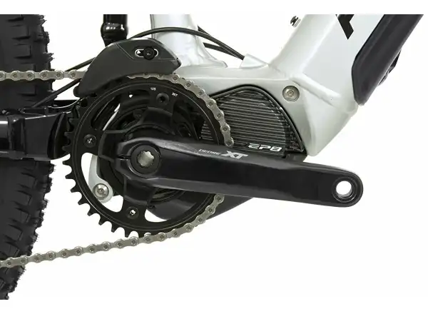 Rock Machine Blizzard INT e90-297 Gloss Silver/Black/Green celoodpružené elektrokolo
