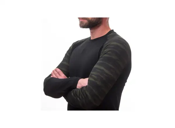 Sensor Merino Impress pánské triko dlouhý rukáv černá/Batik