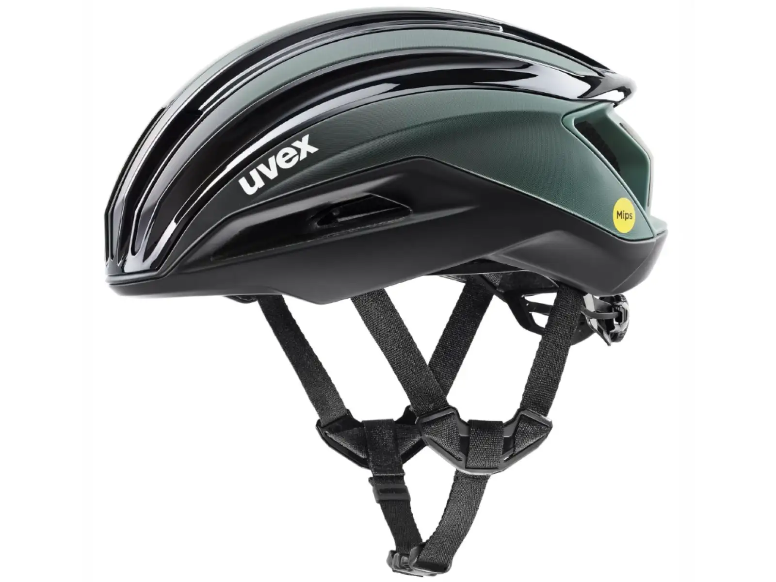 Uvex Surge Aero MIPS silniční přilba Black/Sage Green Matt