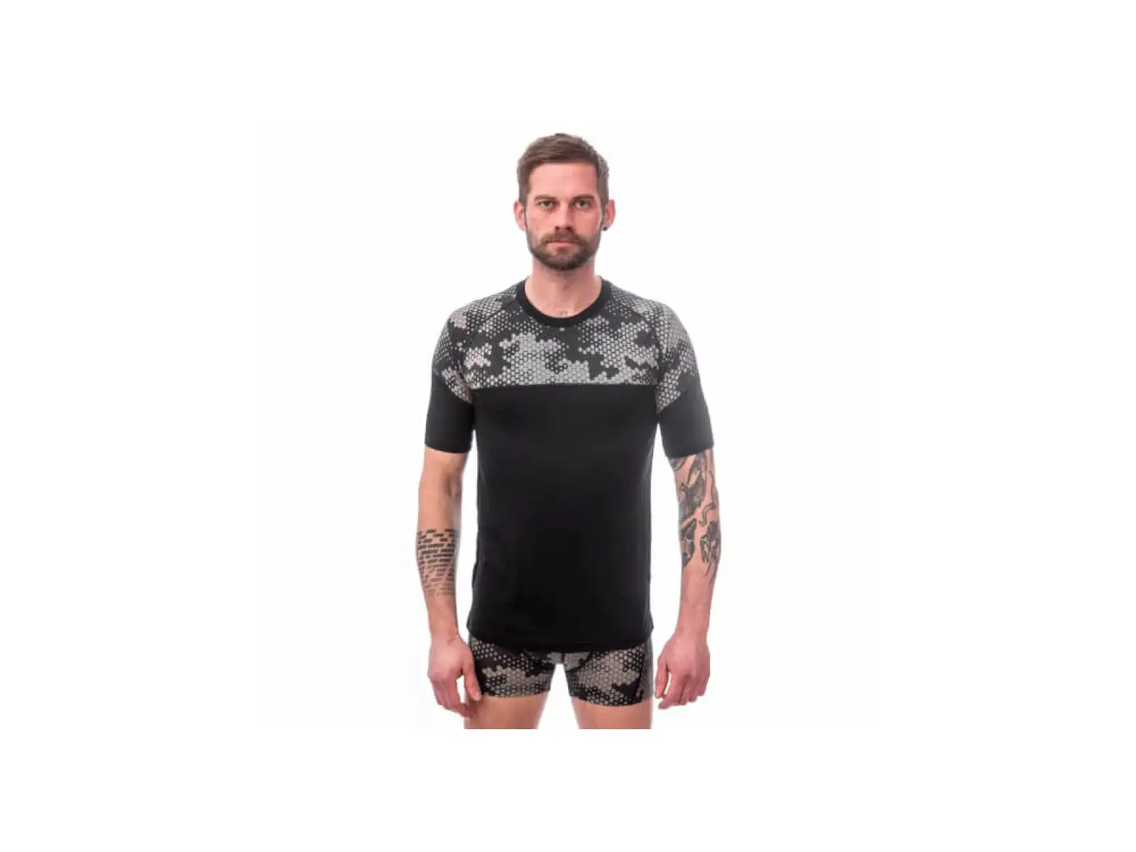 Sensor Merino Impress pánské triko krátký rukáv čená/Honeycomb