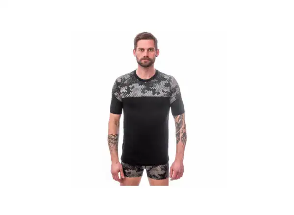 Sensor Merino Impress pánské triko krátký rukáv čená/Honeycomb