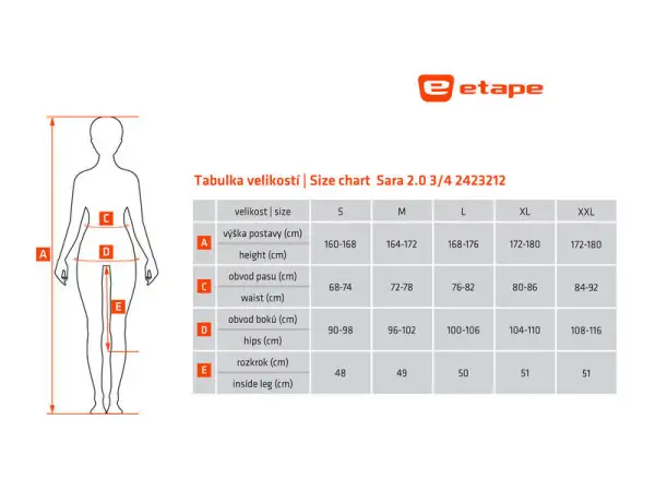 Etape Sara 2.0 dámské 3/4 kalhoty s vložkou černá/růžová