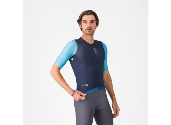 Castelli Corretto pánský dres krátký rukáv Belgian Blue/Blue Fiamma-White