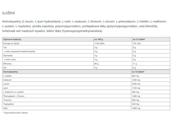 Sponser Amino EAA aminokyseliny v tabletách 140 tablet