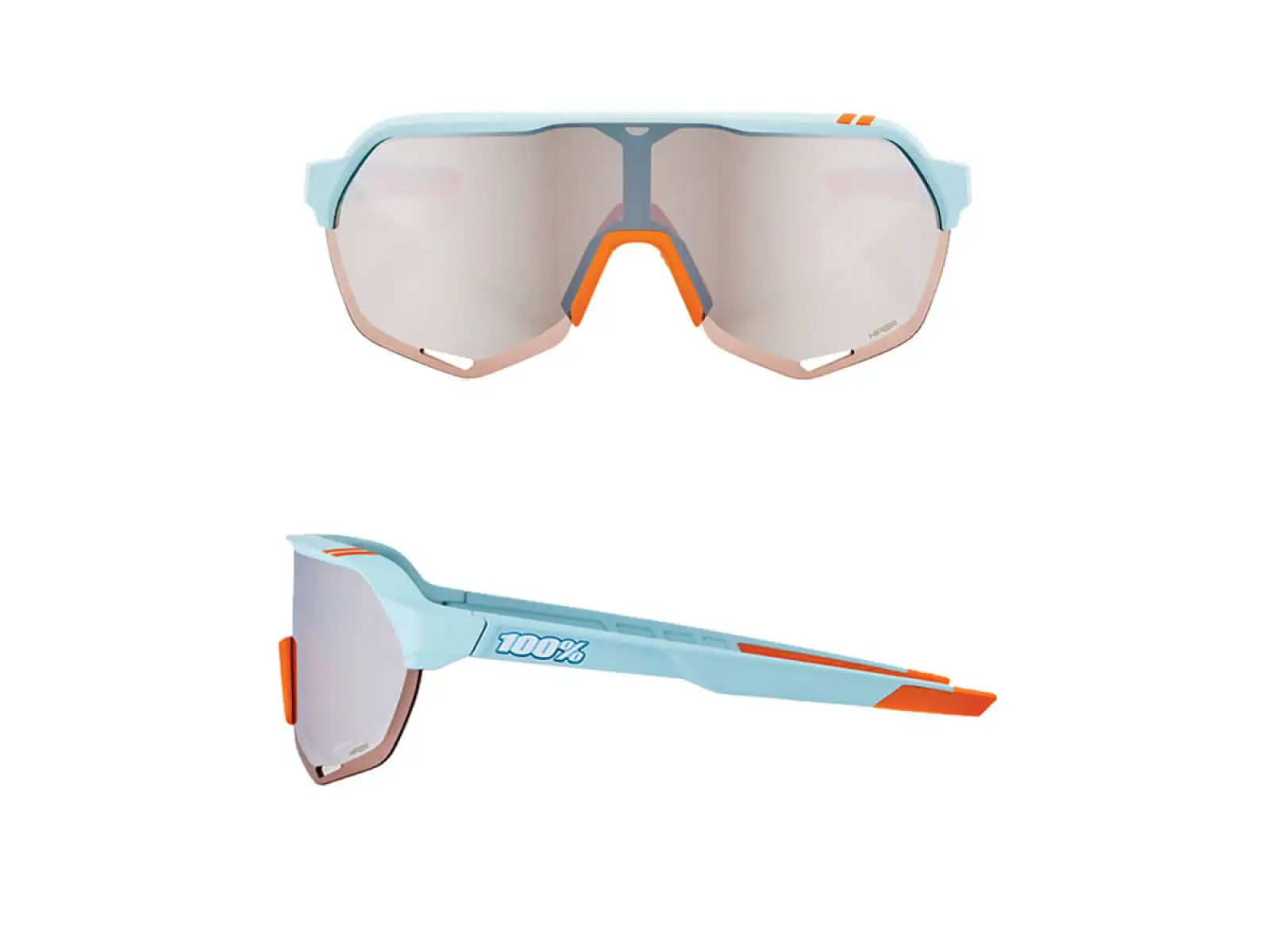 100% Soft Tact Two Tone brýle se zrcadlovými skly modrá/oranžová/stříbrná