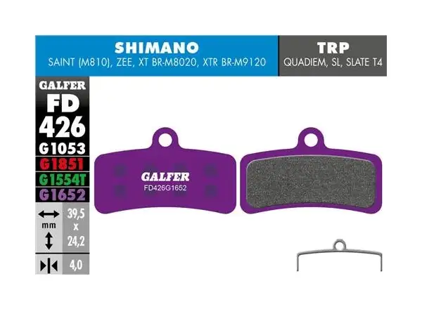 Brzdové destičky Galfer FD426 - fialová,Shimano, Tektro, TRP